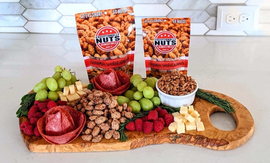 Charcuterie board with cinnamon almonds