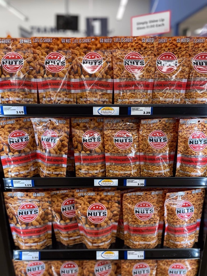 Exceptionally Nuts shelf display in store